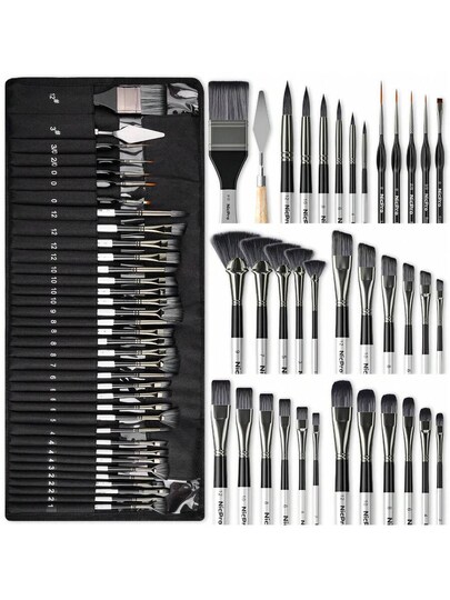 ANJAYLIA; 36pcs Paint Brush Set, Professional Paintbrushes with Paint Spatula; Category:Paint Brushes; Image:1